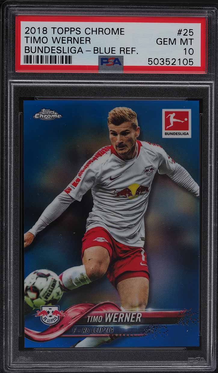 2018 Topps Chrome Bundesliga Blue Refractor Timo Werner /199 #25 PSA 10 GEM MINT