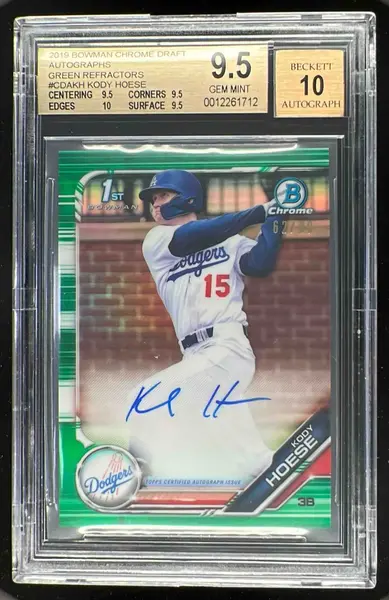 2019 Bowman Draft Chrome Green Refractor #CDA-KH Kody Hoese Auto /99 BGS 9.5