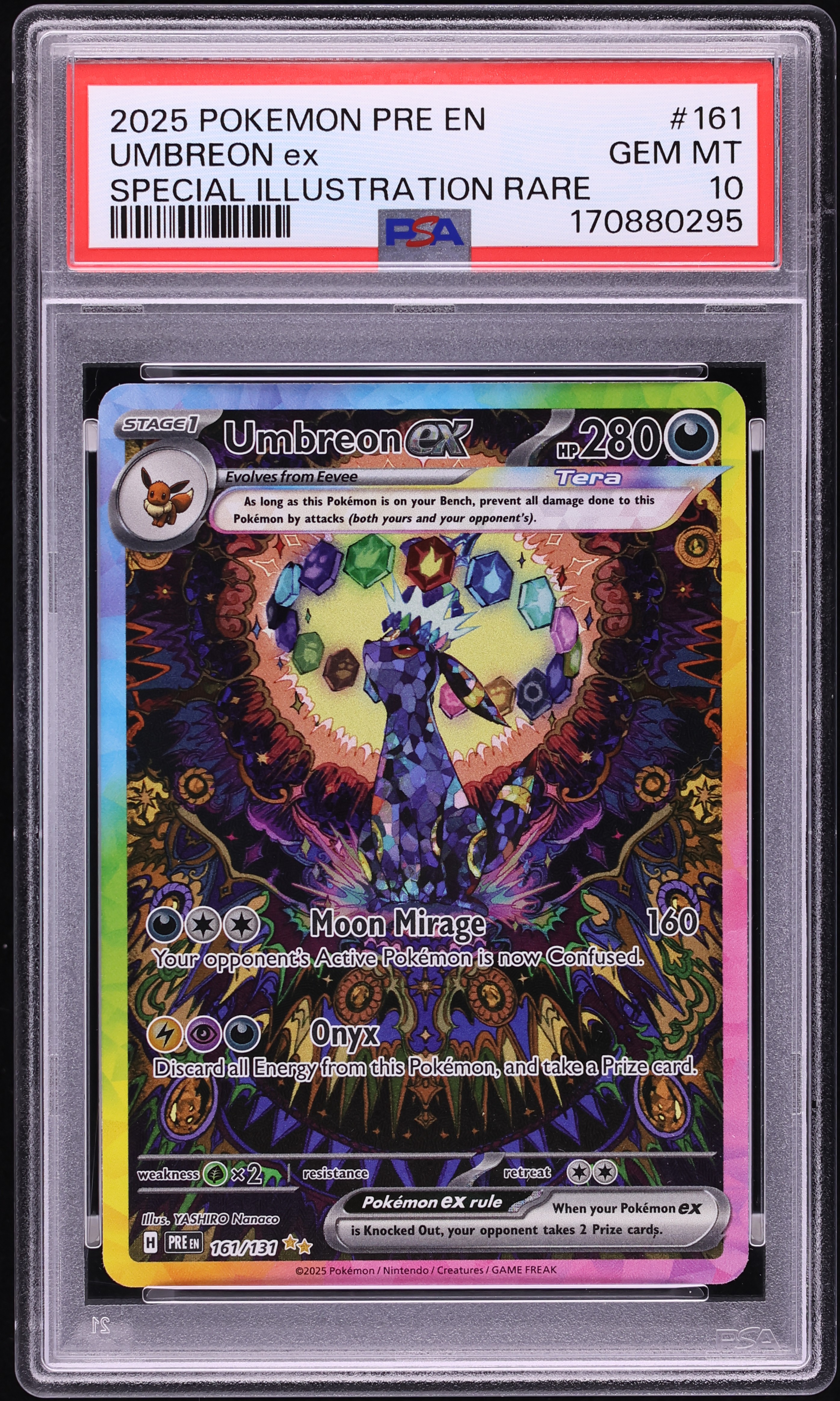 2025 Pokemon Scarlet & Violet Prismatic Evolutions SIR Umbreon ex #161 PSA 10 GEM MINT