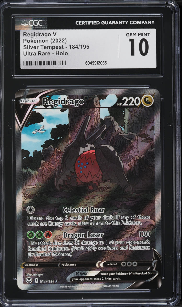 2022 Pokemon SWSH Silver Tempest Full Art Regidrago V #184 CGC 10 GEM MINT