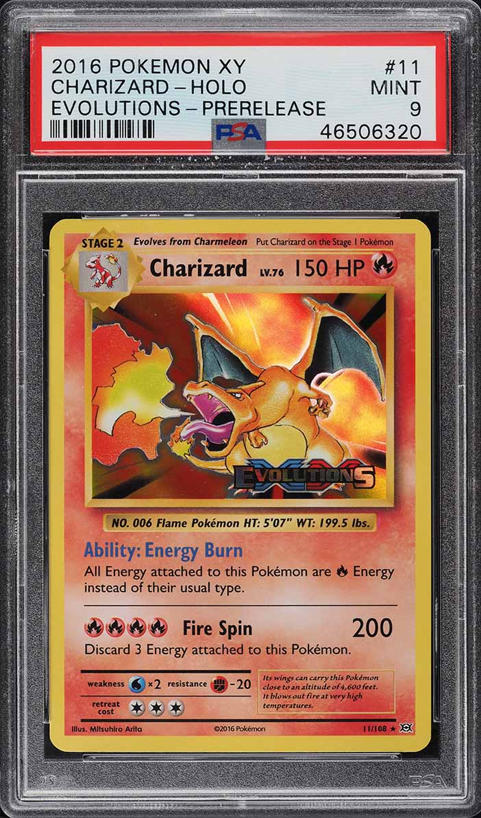 2016 Pokemon XY Evolutions Prerelease Holo Charizard #11 PSA 9 MINT