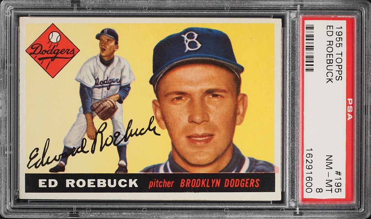 1955 Topps Ed Roebuck ROOKIE #195 PSA 8 NM-MT (PWCC-A)