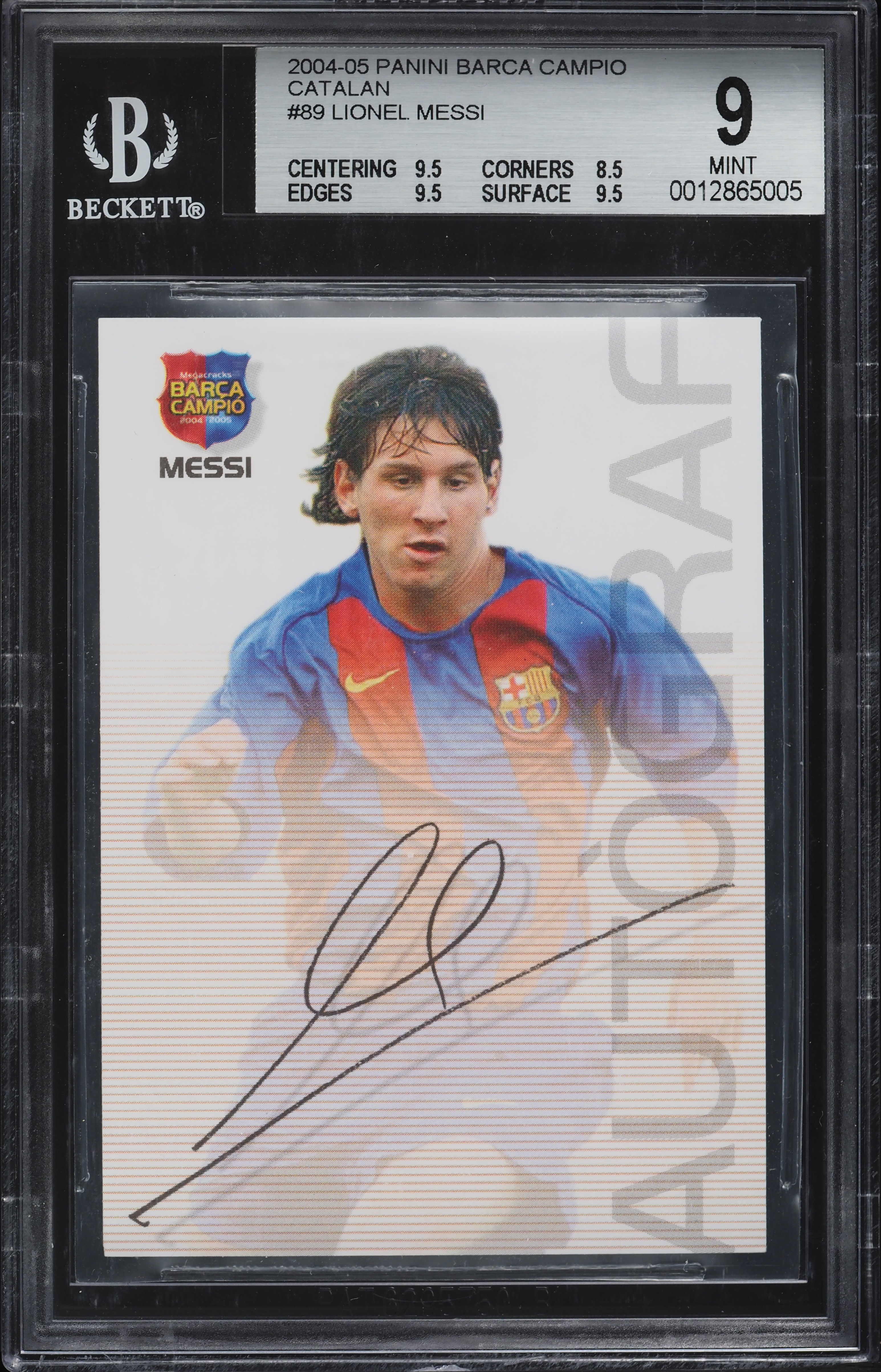 2004 Panini Sports Mega Cracks Barca Campio Lionel Messi ROOKIE #89 BGS 9 MINT