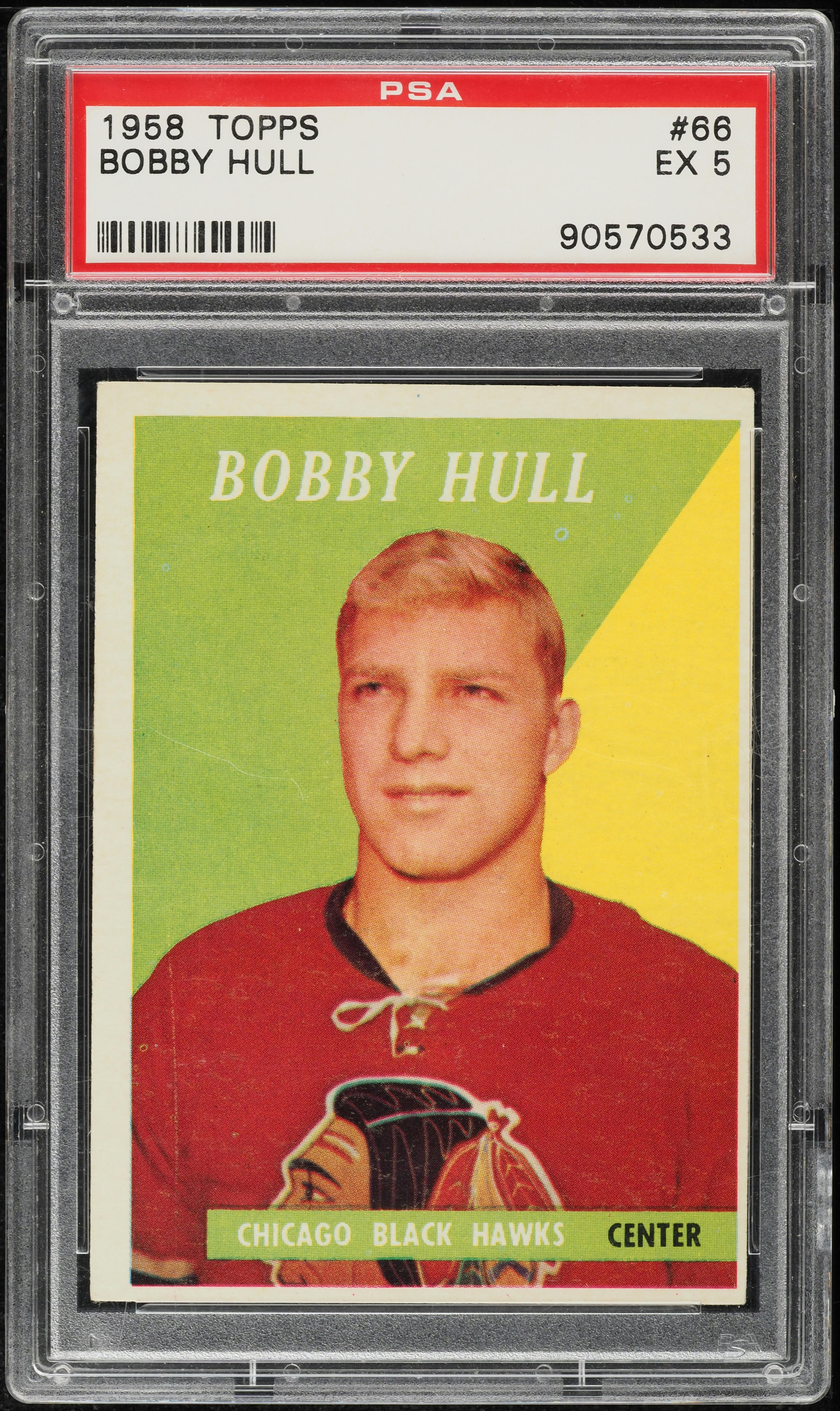 1958 Topps Hockey Bobby Hull ROOKIE #66 PSA 5 EX