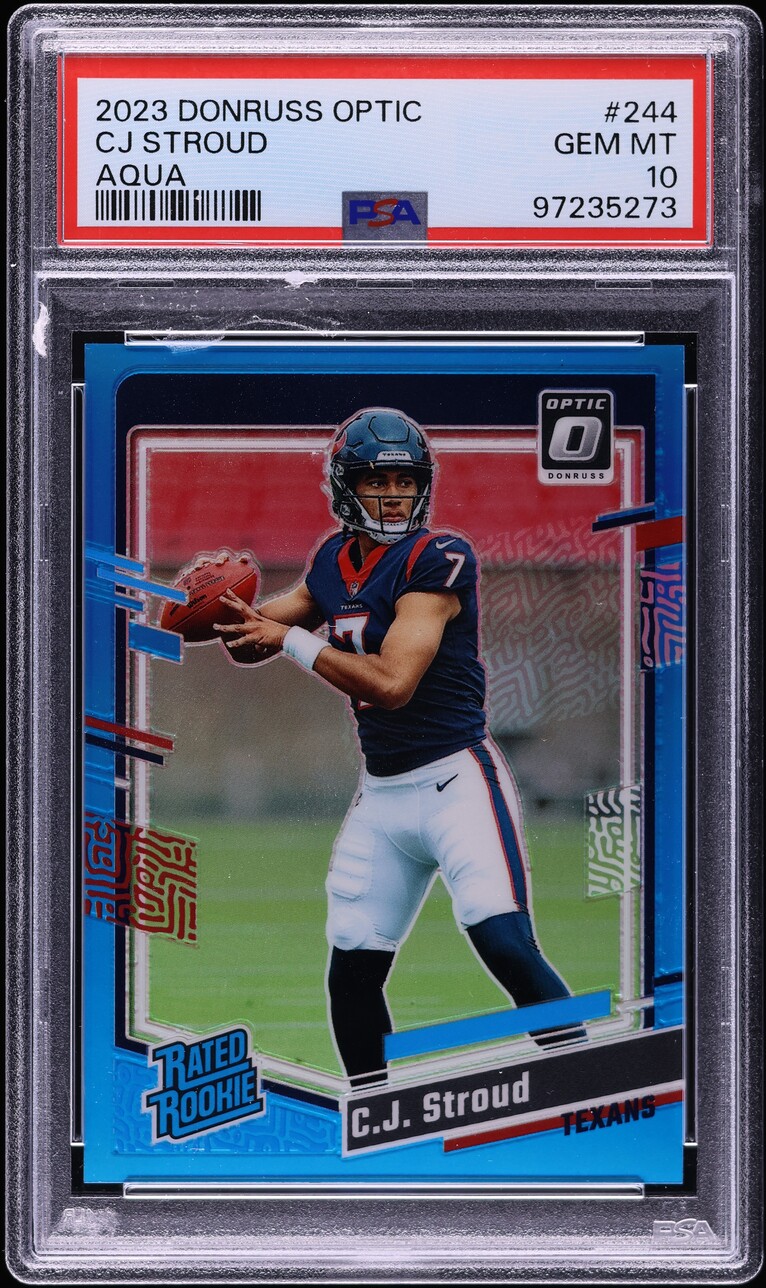 2023 Donruss Optic Aqua C.J. Stroud ROOKIE /299 #244 PSA 10 GEM MINT
