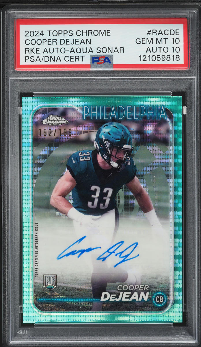 2024 Topps Chrome Aqua Sonar Cooper Dejean ROOKIE AUTO DNA 10 /199 PSA 10 GEM