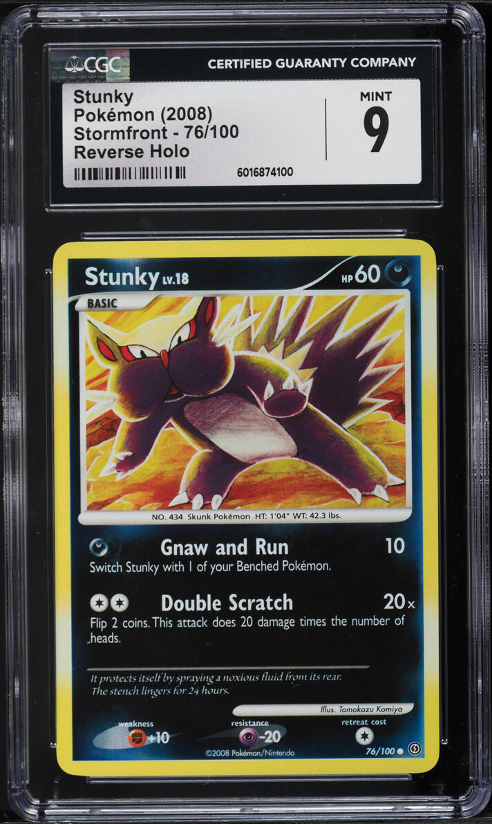 2008 Pokemon Diamond & Pearl Stormfront Reverse Holo Stunky #76 CGC 9 MINT