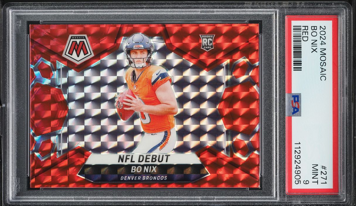 2024 Panini Mosaic NFL Debut Red Bo Nix ROOKIE #271 PSA 9 MINT