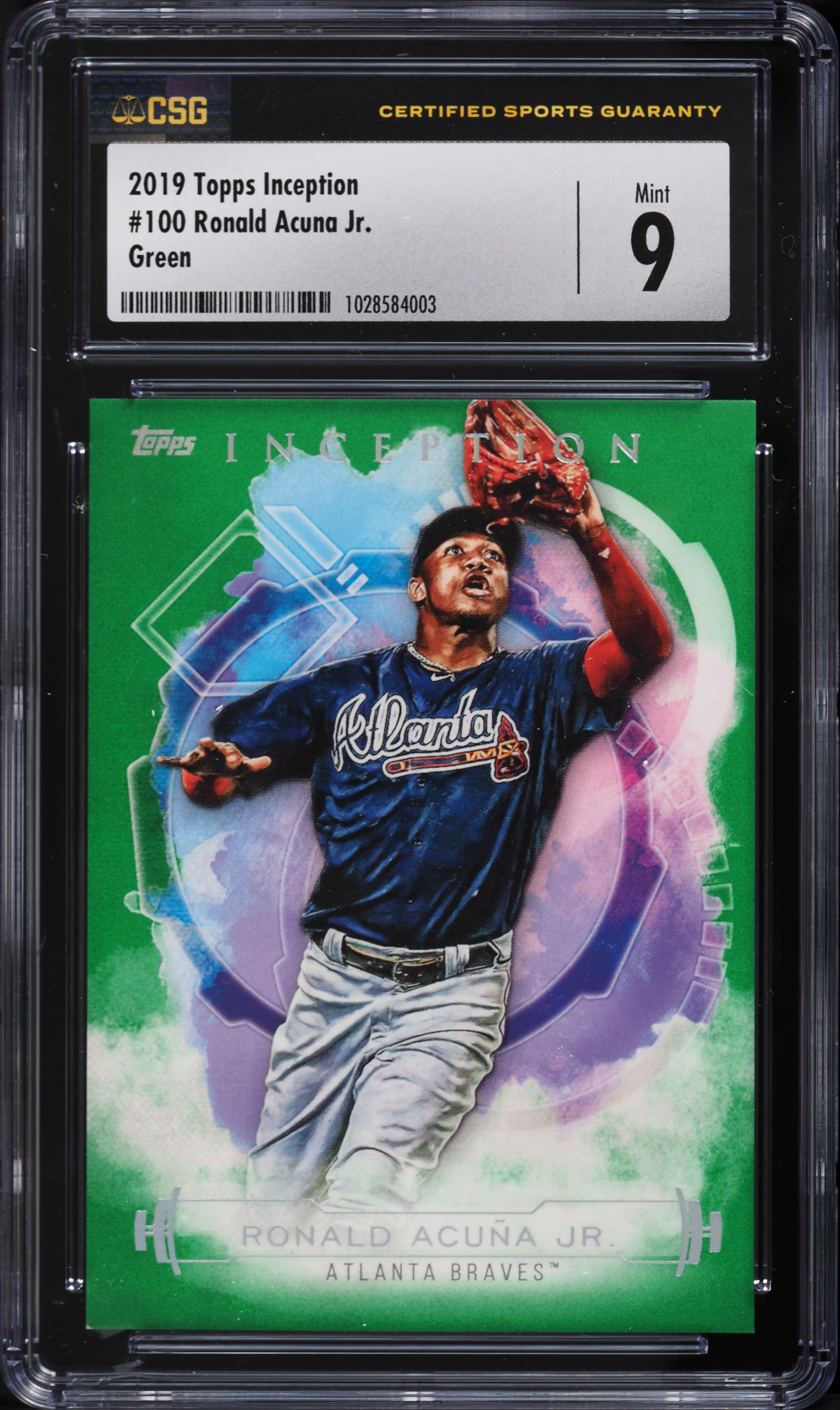 2019 Topps Inception Green Ronald Acuna Jr. #100 CSG 9 MINT