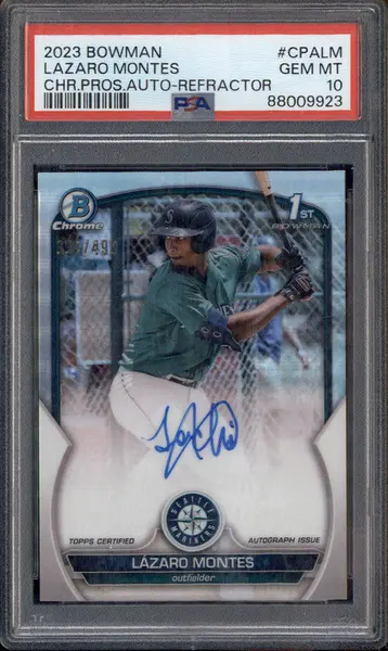 2023 Bowman Chrome Prospect Auto Refractor #CPALM Lazaro Montes RC /499 PSA 10