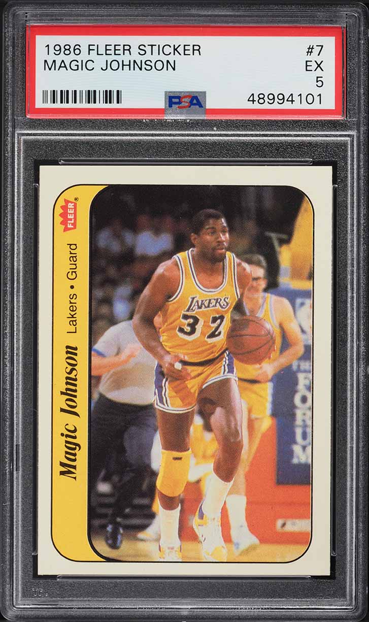 1986 Fleer Sticker Magic Johnson #7 PSA 5 EX