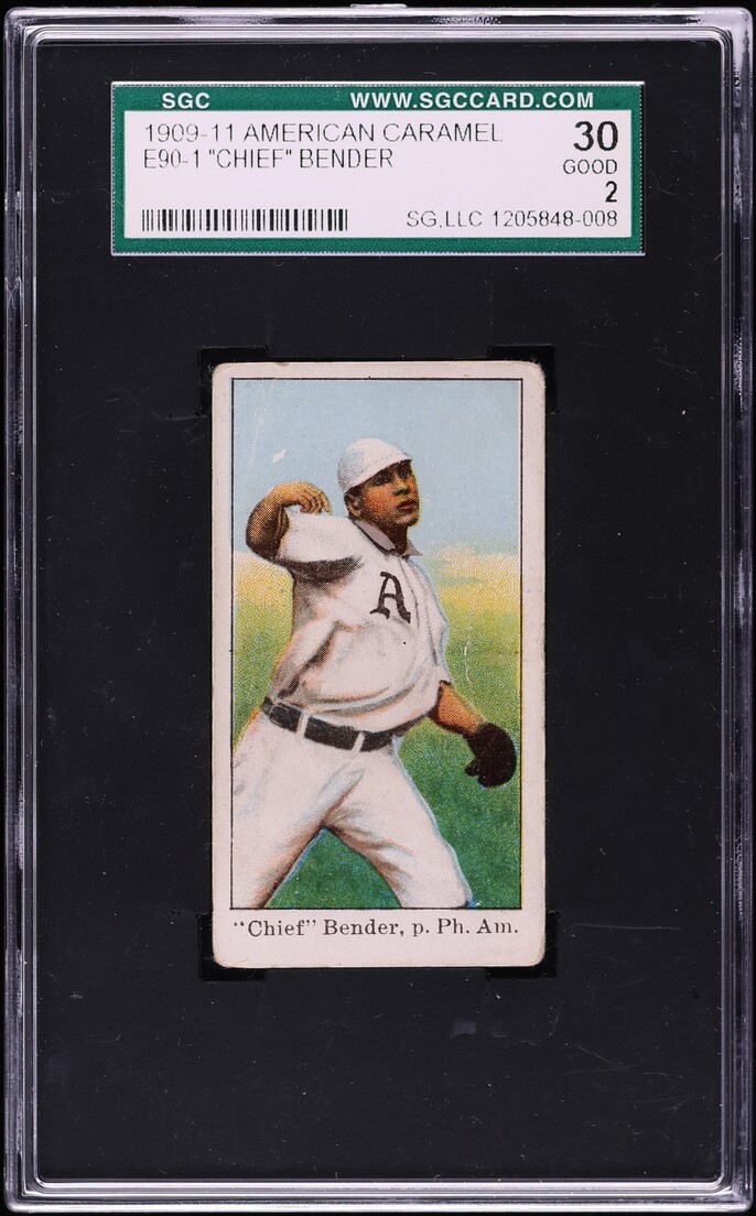 1909 E90-1 American Caramel Chief Bender SGC 2 GD