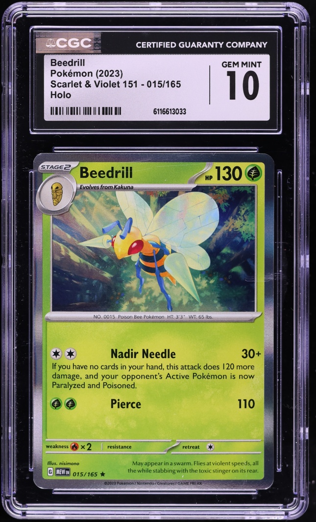 2023 Pokemon Scarlet & Violet 151 Holo Beedrill #015 CGC 10 GEM MINT