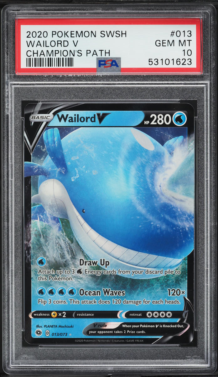 2020 Pokemon Sword & Shield Champion's Path Wailord V #13 PSA 10 GEM MINT