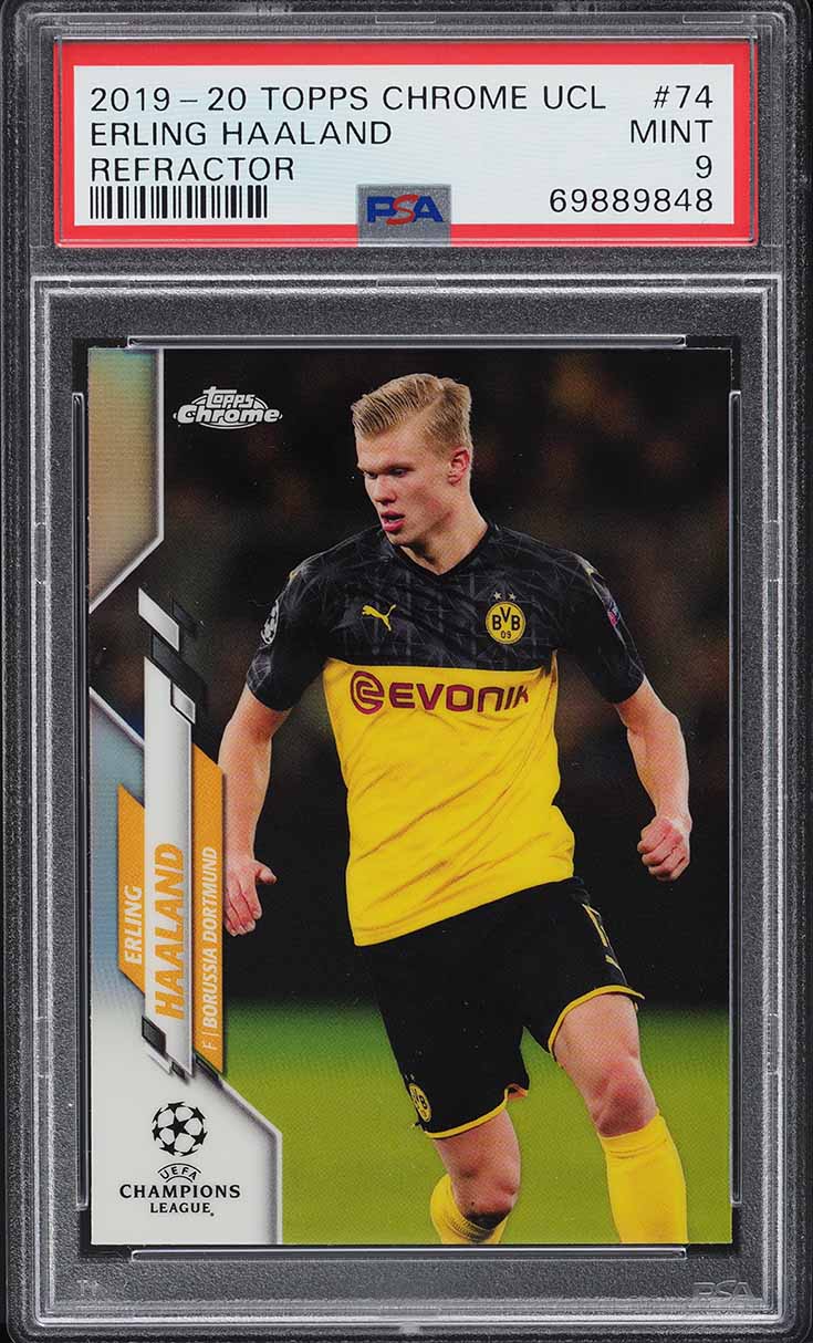 2019 Topps Chrome UEFA Refractor Erling Haaland ROOKIE #74 PSA 9 MINT