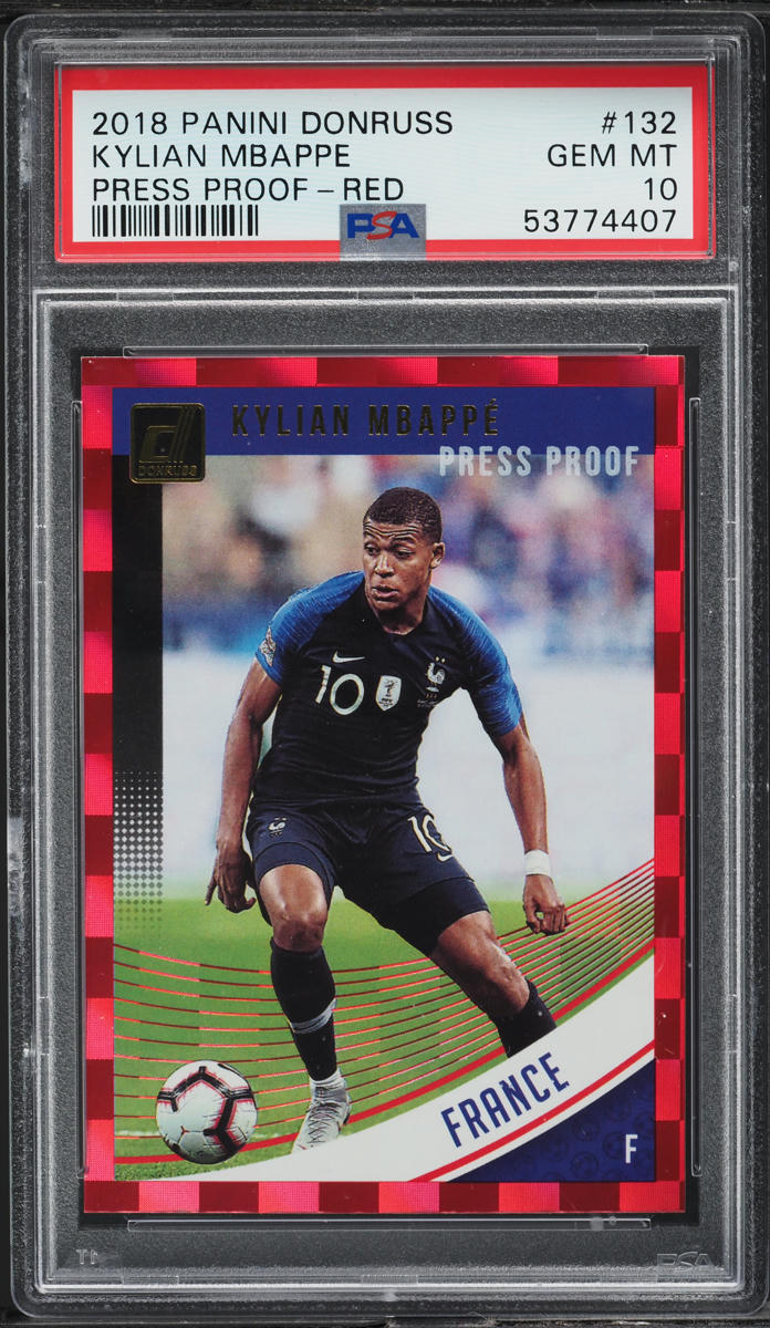 2018 Donruss Press Proof Red Kylian Mbappe ROOKIE #132 PSA 10 GEM MINT
