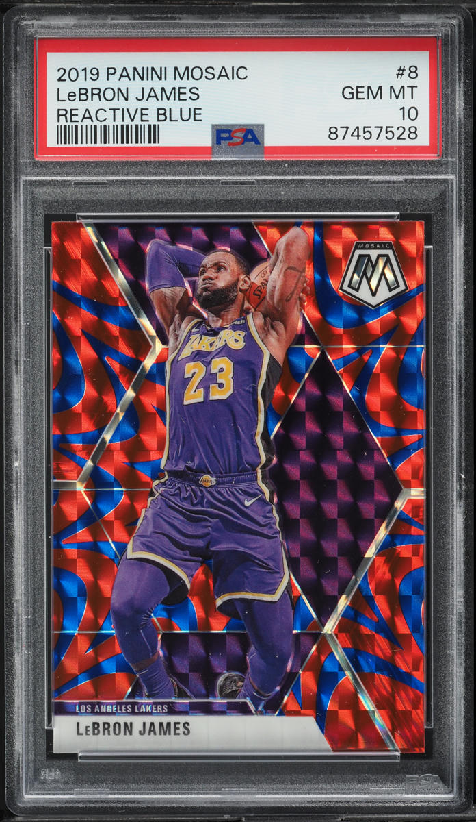 2019 Panini Mosaic Reactive Blue LeBron James #8 PSA 10 GEM MINT