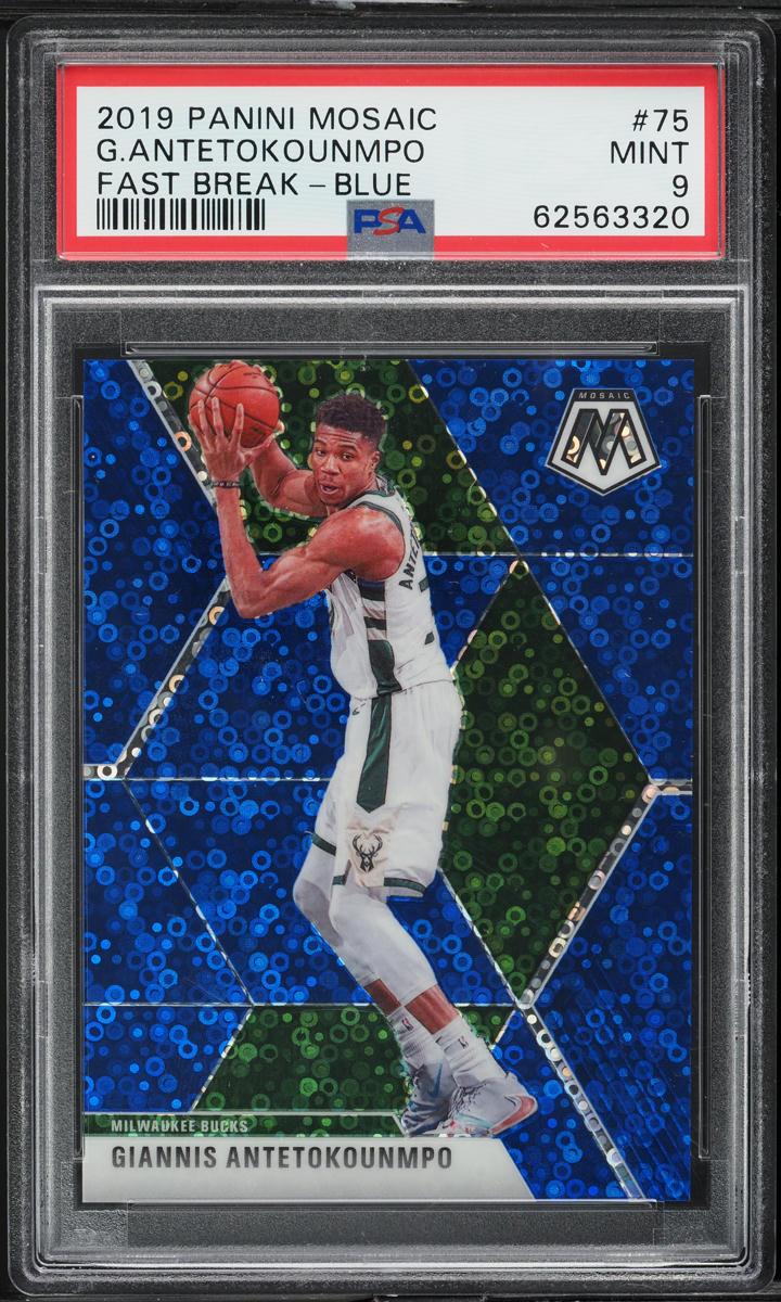 2019 Panini Mosaic Fast Break Blue Giannis Antetokounmpo /85 #75 PSA 9 MINT