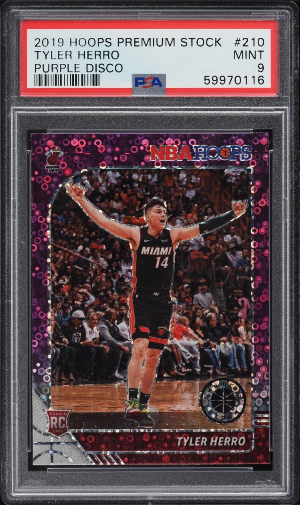2019 Hoops Premium Stock Purple Disco Tyler Herro ROOKIE #210 PSA 9 MINT