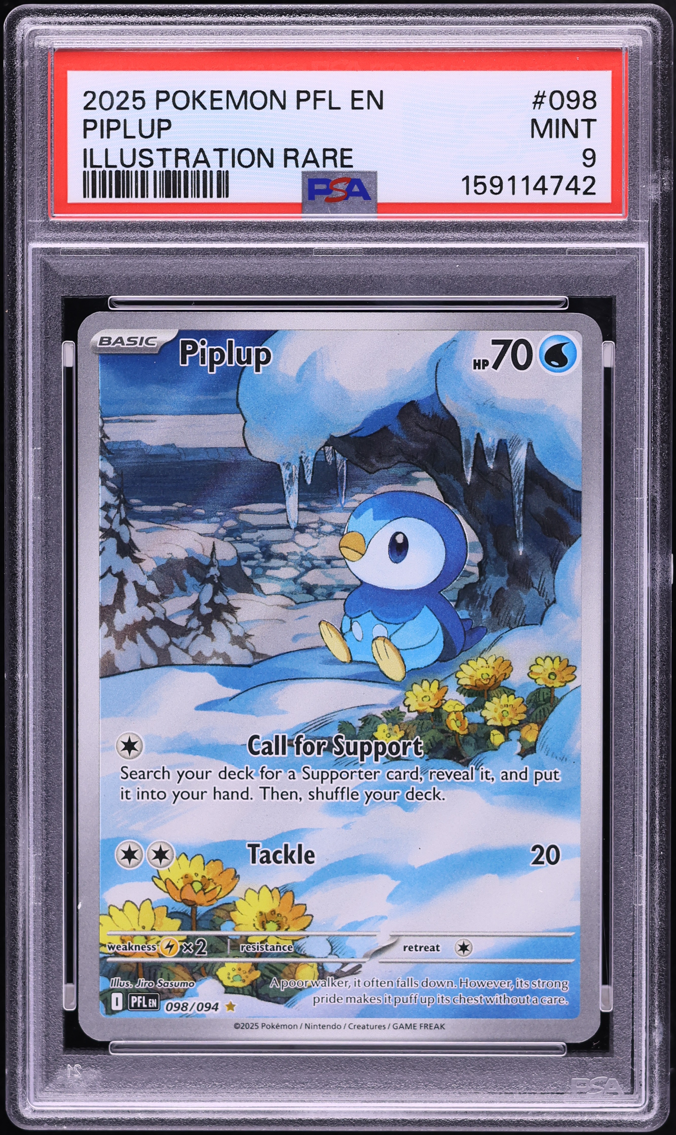 2025 Pokemon Mega Evolution Phantasmal Flames IR Piplup #98 PSA 9 MINT