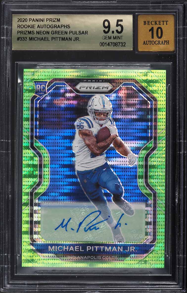 2020 Panini Prizm Neon Green Pulsar Michael Pittman Jr. ROOKIE AUTO #333 BGS 9.5