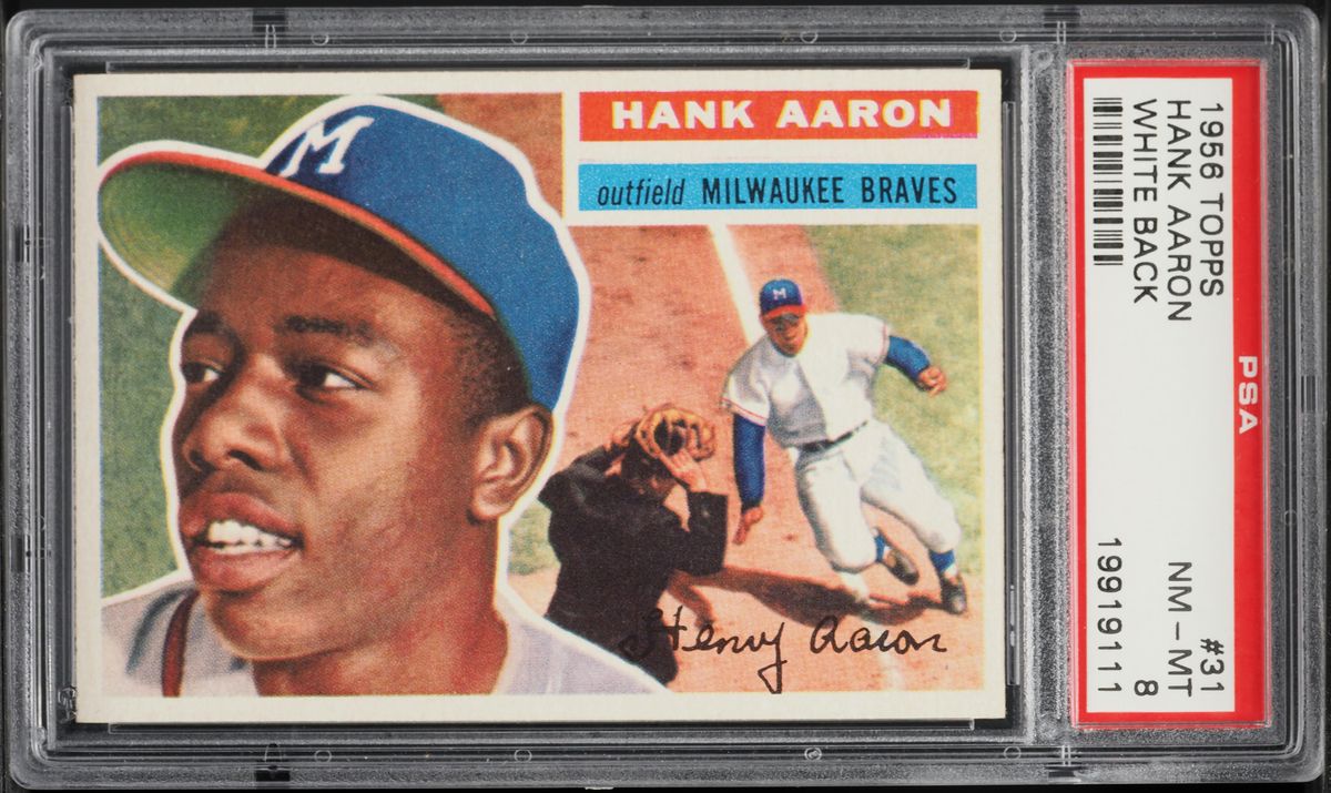 1956 Topps Hank Aaron WHITE BACK #31 PSA 8 NM-MT