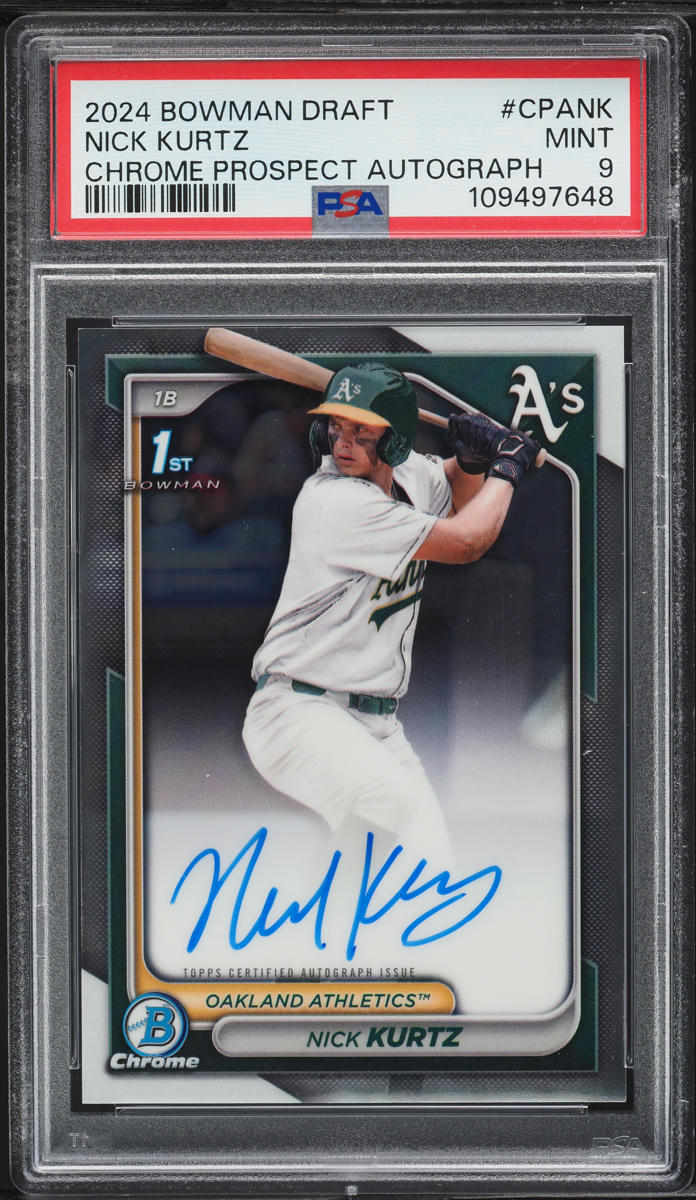 2024 Bowman Chrome Draft Nick Kurtz PROSPECT AUTO #CPANK PSA 9 MINT