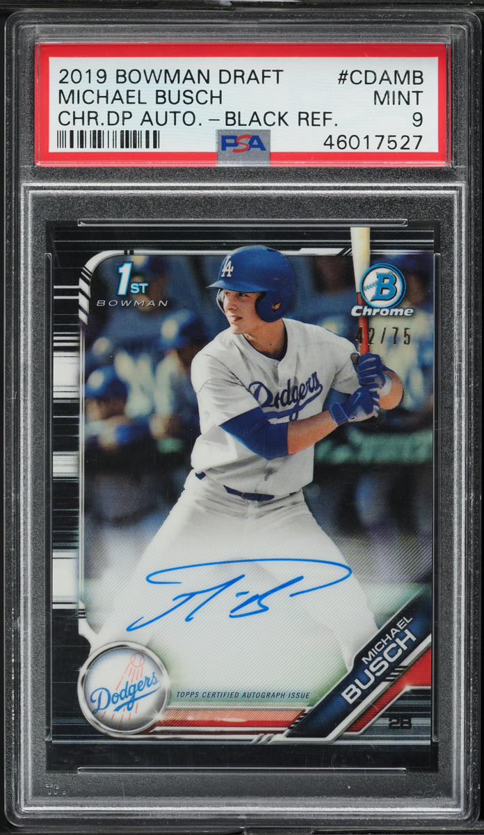 2019 Bowman Chrome Draft Black Ref Michael Busch PROSPECT AUTO /75 #CDAMB PSA 9