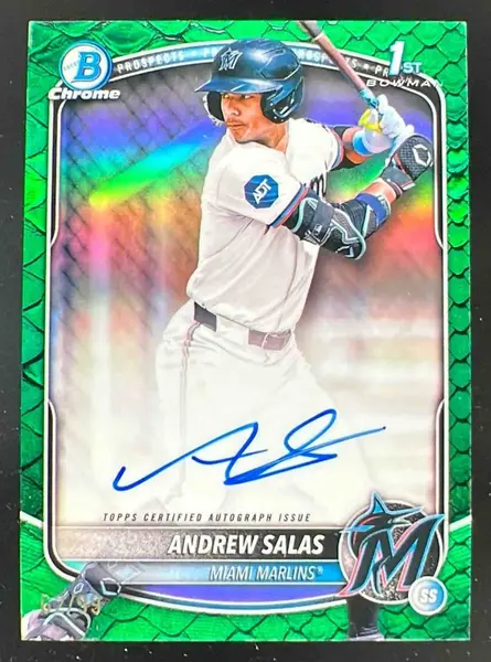 2025 Bowman Chrome Reptilian Green Refractor #CPA-AS Andrew Salas RC Auto /99