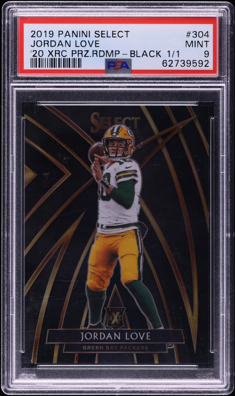 2019 Select '20 XRC Black Prizm Jordan Love ROOKIE 1/1 #304 PSA 9 MINT