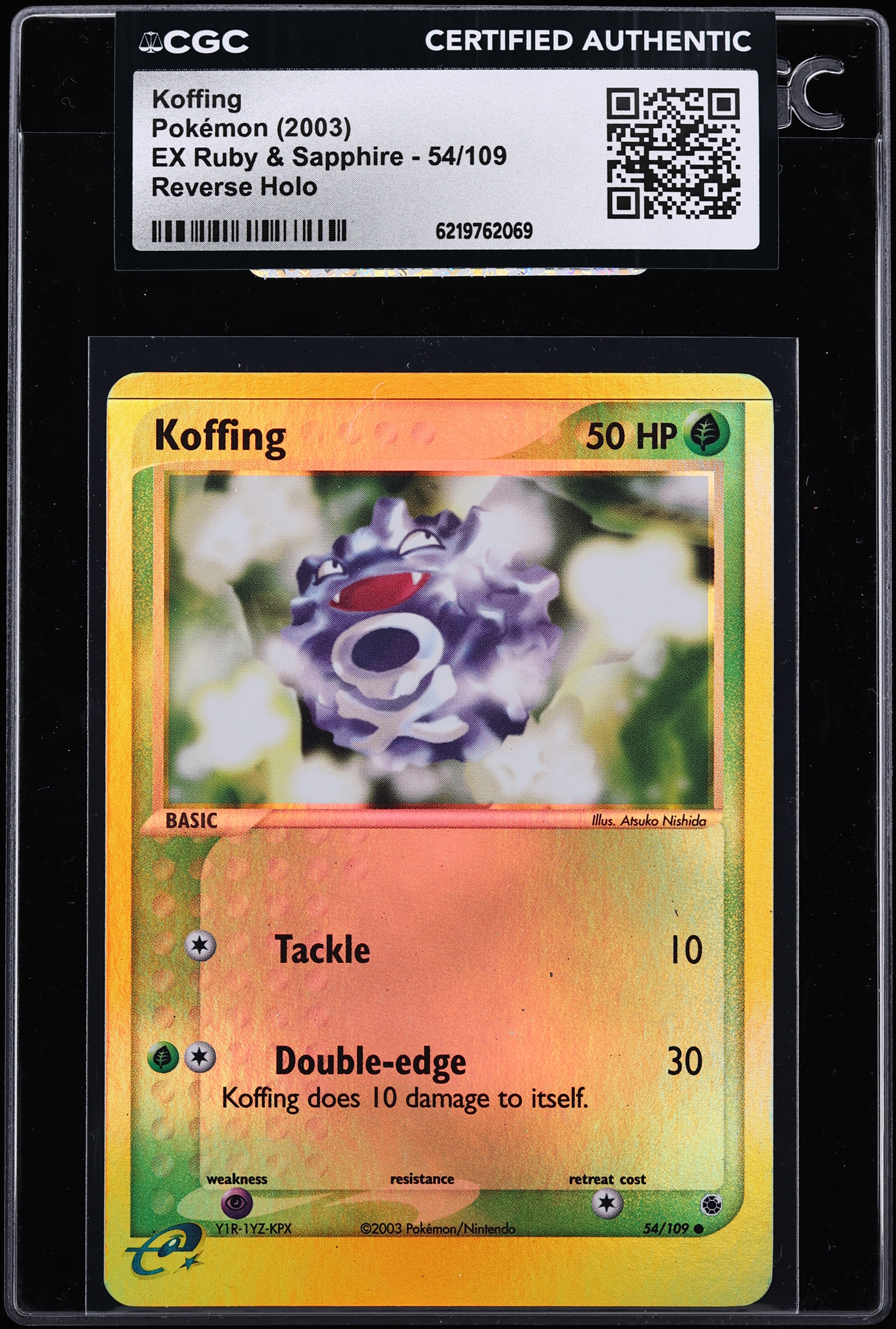 2003 Pokemon EX Ruby & Sapphire Reverse Holo Koffing #54 CGC AUTH