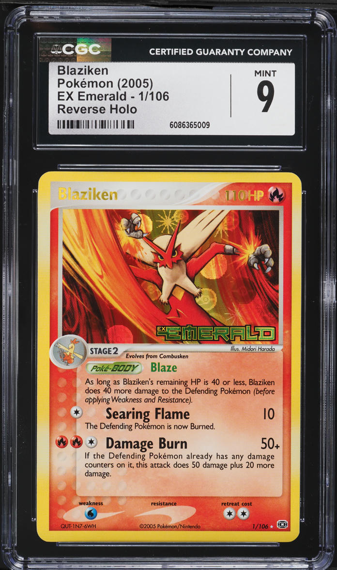2005 Pokemon EX Emerald Reverse Holo Blaziken #1 CGC 9 MINT