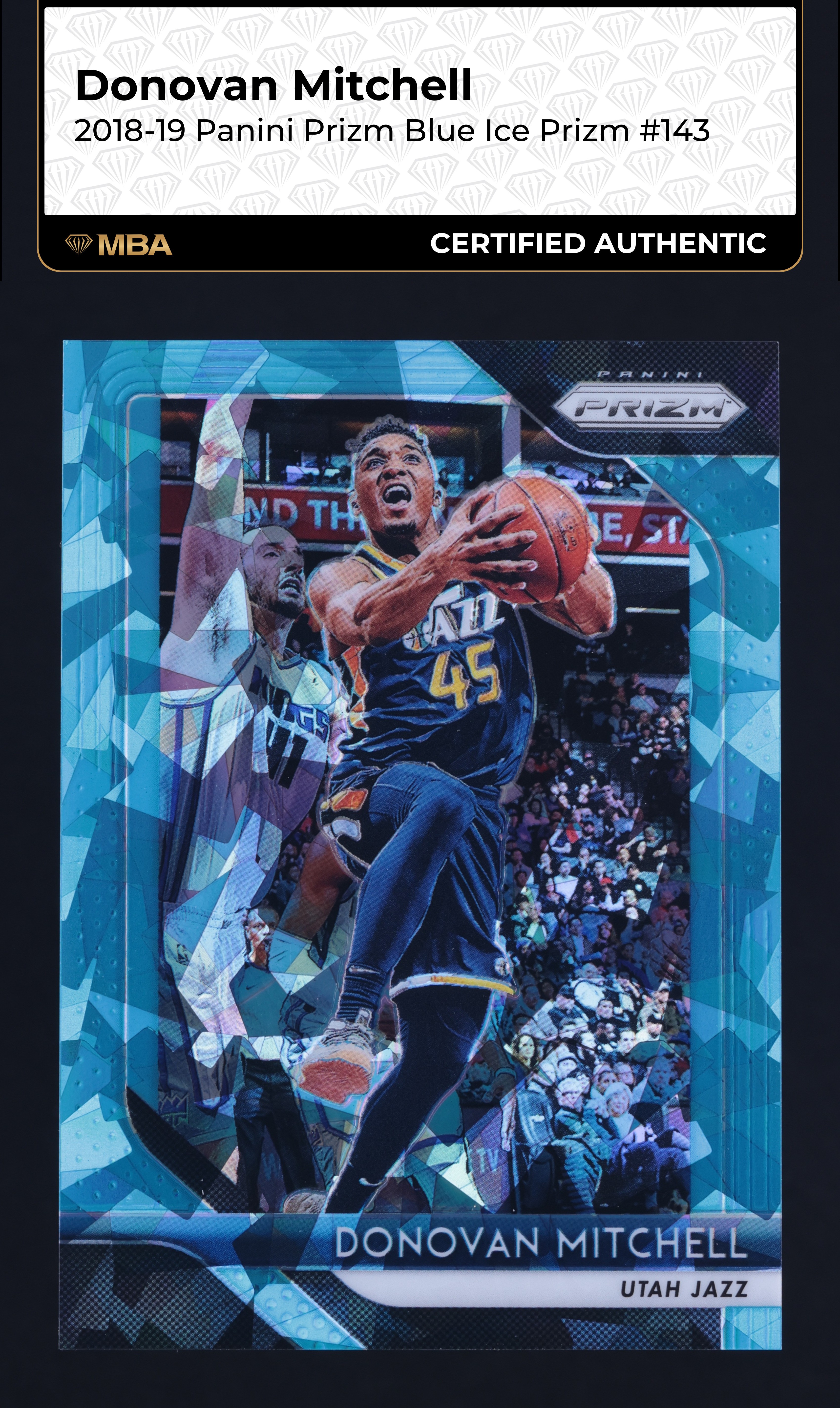 2018 Panini Prizm Blue Ice Donovan Mitchell /99 #143 MBA AUTH
