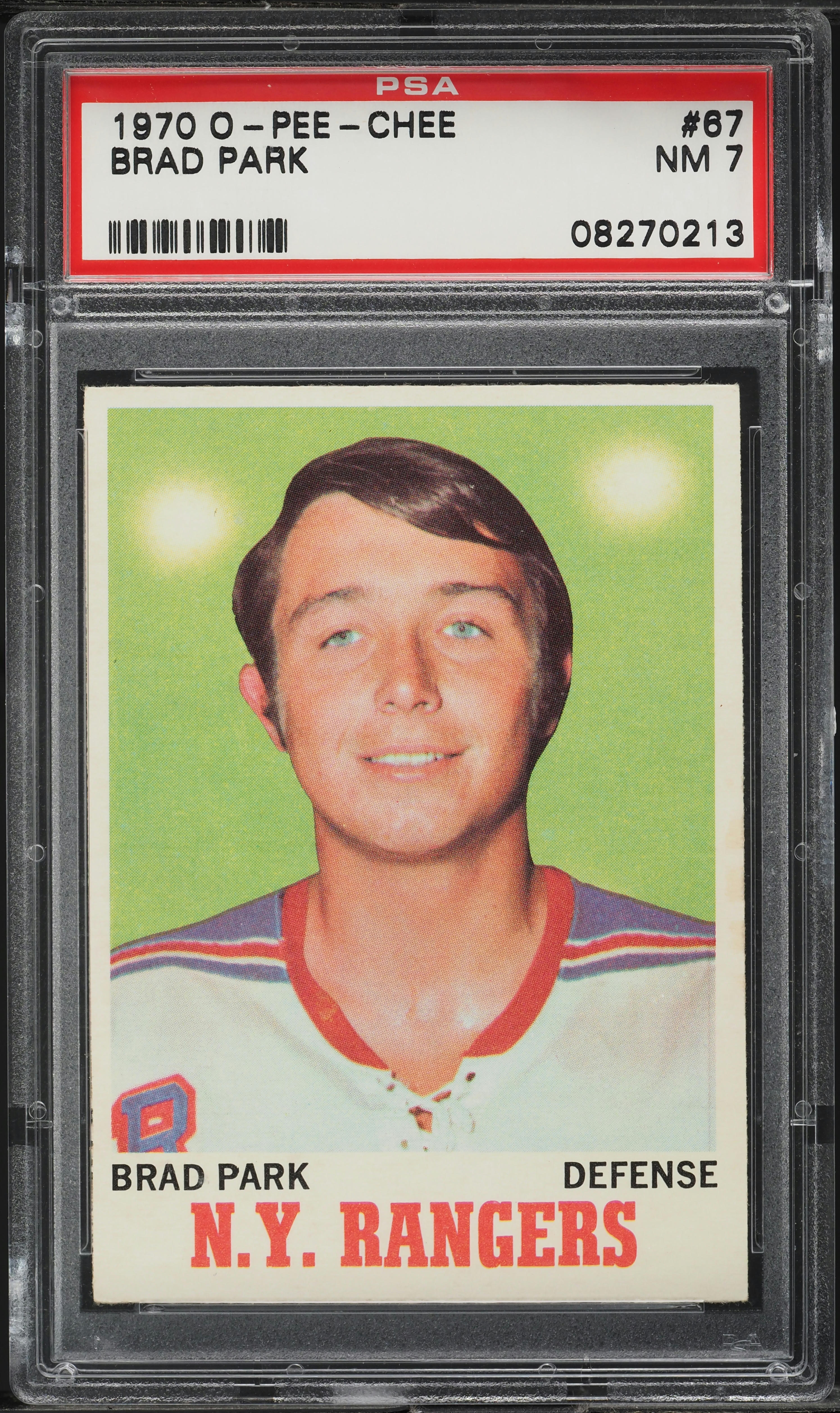 1970 O-Pee-Chee Hockey Brad Park ROOKIE #67 PSA 7 NRMT