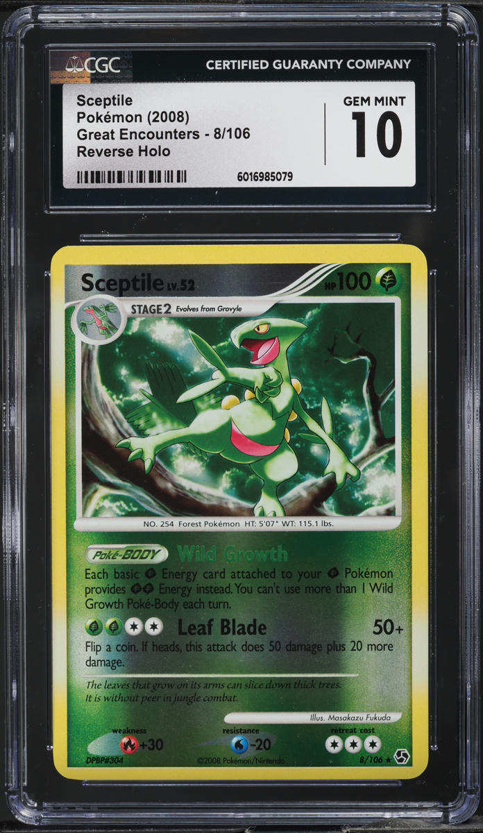 2008 Pokemon Diamond & Pearl Great Encounters Reverse Holo Sceptile #8 CGC 10