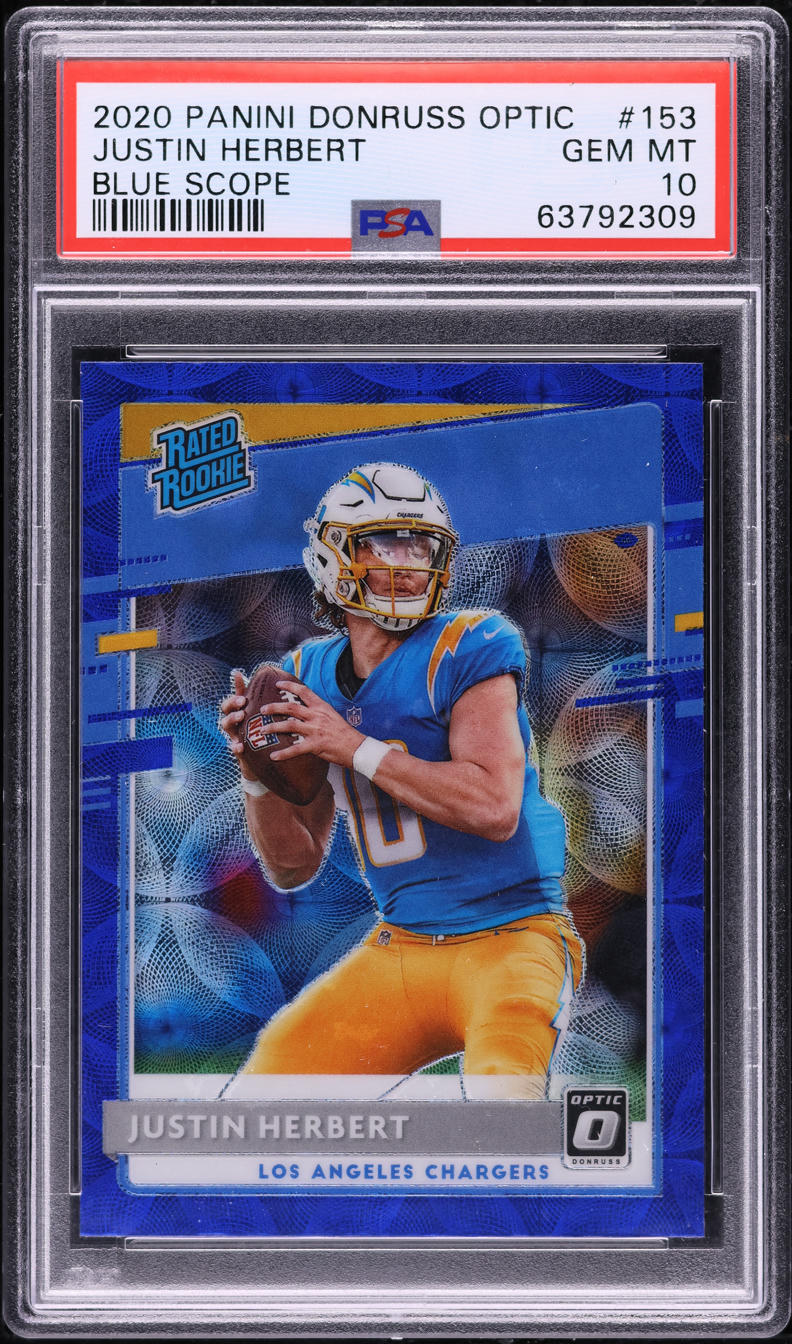 2020 Donruss Optic Blue Scope Justin Herbert ROOKIE #153 PSA 10 GEM MINT