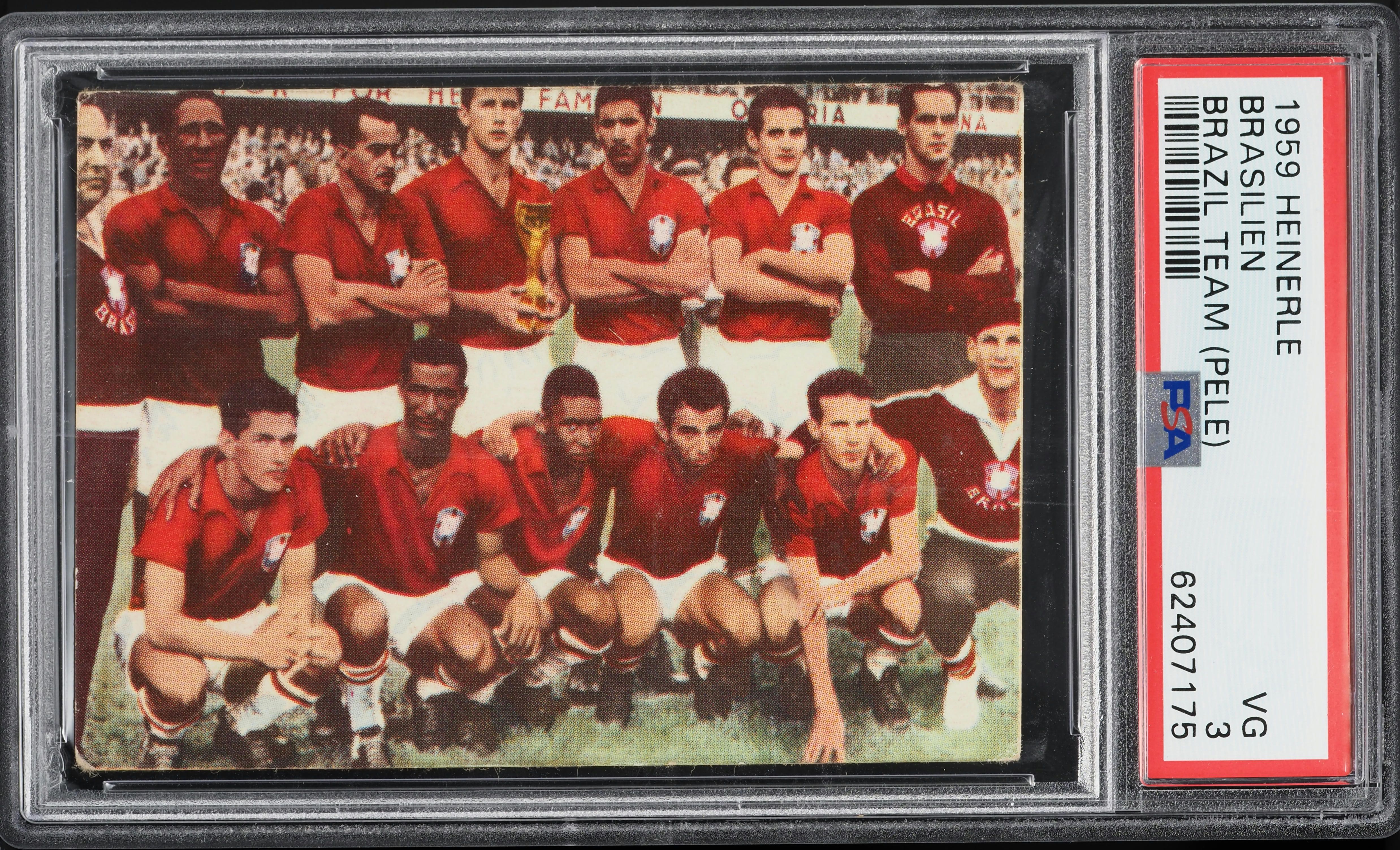 1959 Heinerle Brasilien Soccer Brazil Team w/ Pele ROOKIE PSA 3 VG