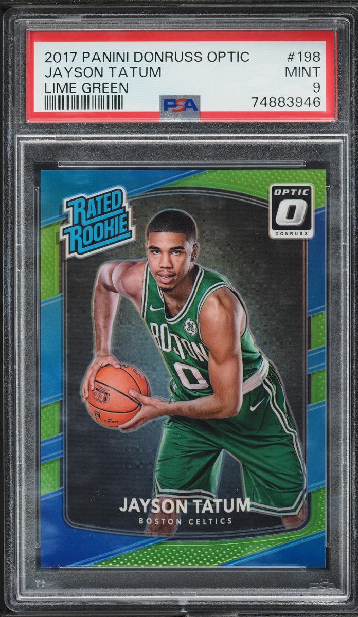 2017 Donruss Optic Lime Green Jayson Tatum ROOKIE /175 #198 PSA 9 MINT