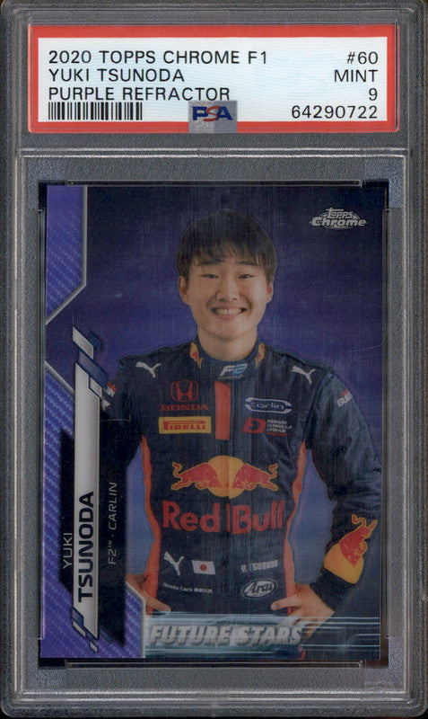 2020 Topps Chrome Formula 1 Purple Refractor #60 Yuki Tsunoda /399 PSA 9
