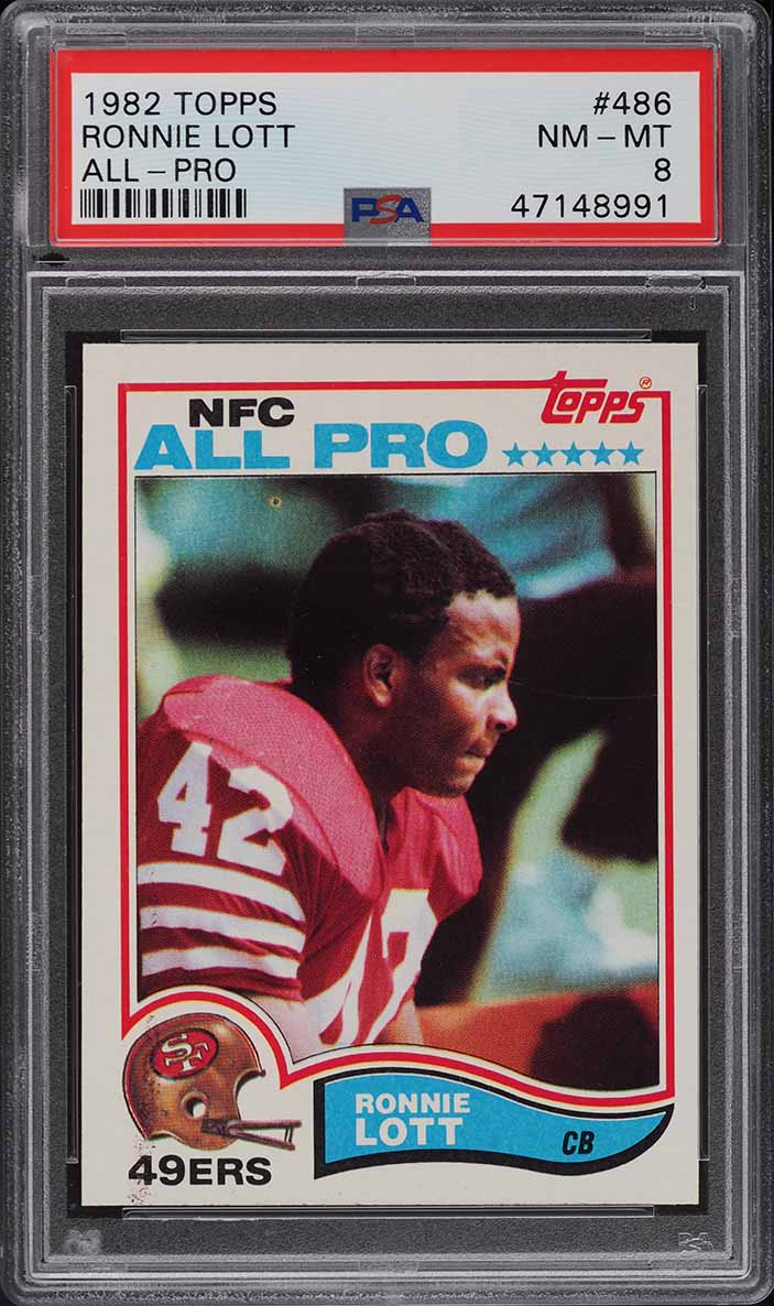 1982 Topps Football Ronnie Lott ROOKIE, ALL-PRO #486 PSA 8 NM-MT