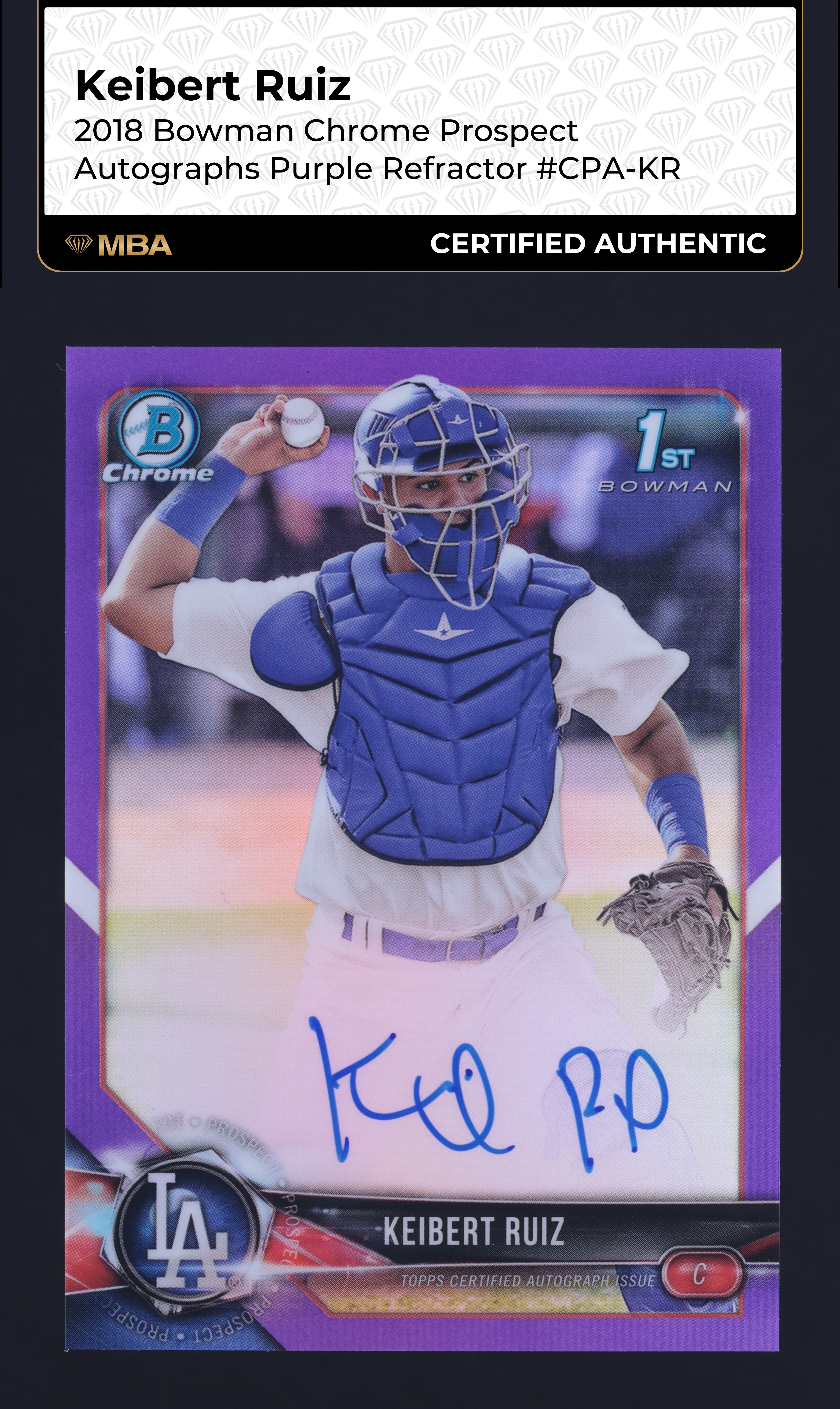 2018 Bowman Chrome Purple Refractor Keibert Ruiz ROOKIE AUTO 250/250 MBA AUTH