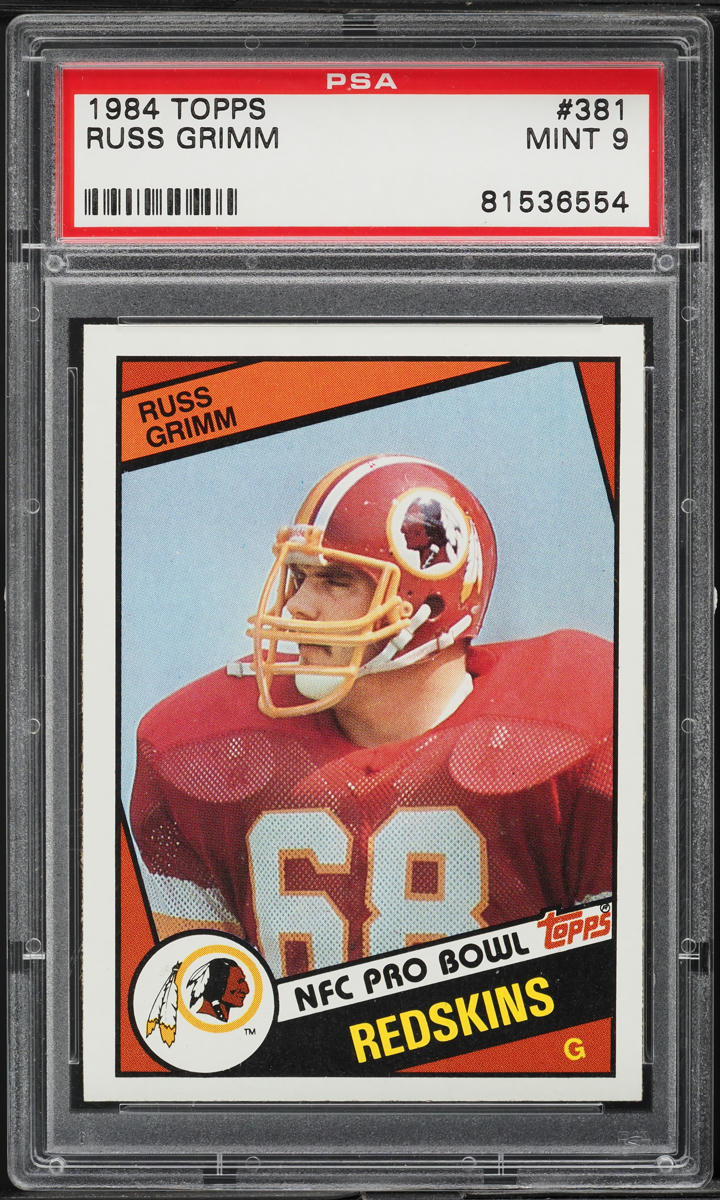 1984 Topps Football Russ Grimm ROOKIE #381 PSA 9 MINT