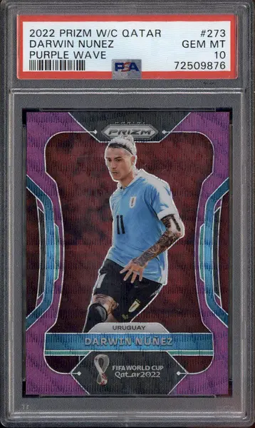2022 Panini Prizm World Cup Qatar Purple Wave #273 Darwin Nunez /99 PSA 10