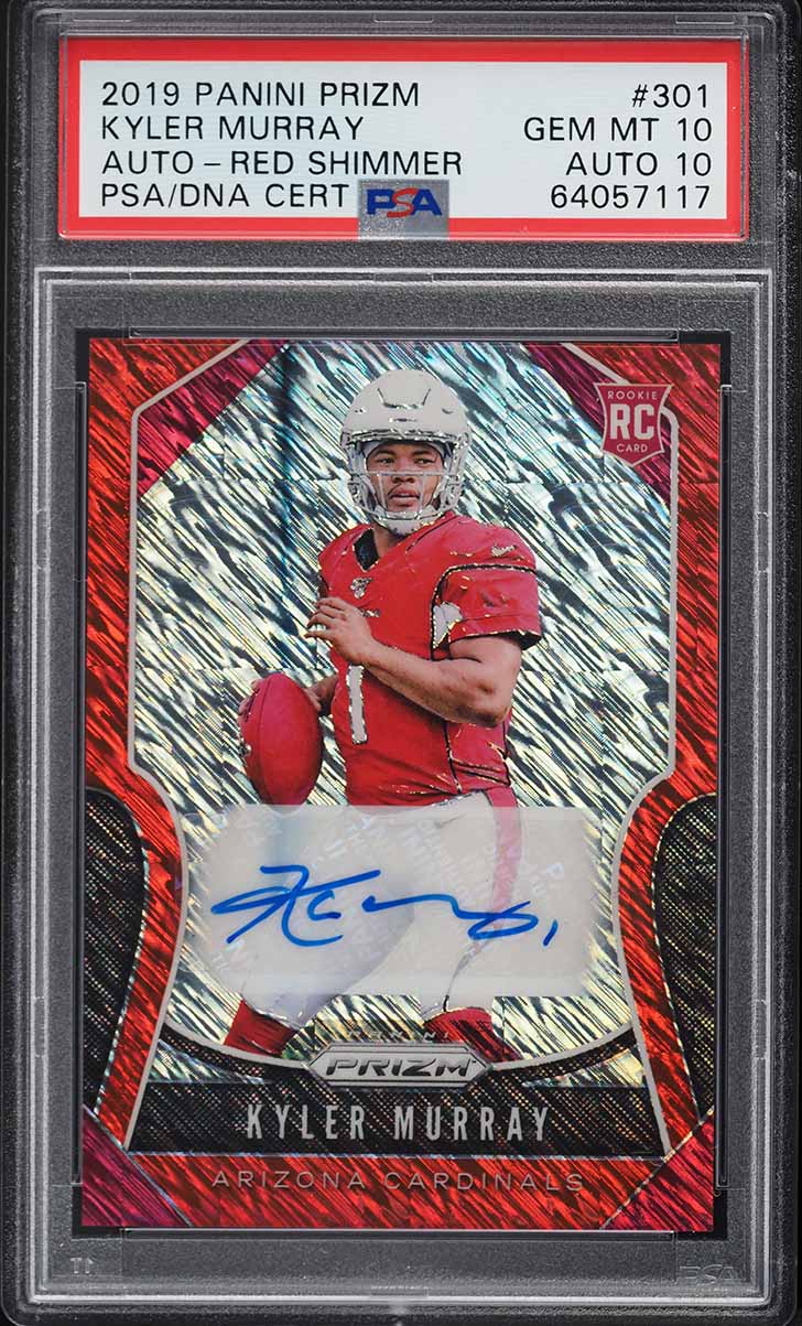 2019 Panini Prizm Red Shimmer Kyler Murray ROOKIE AUTO DNA 10 /25 #301 PSA 10