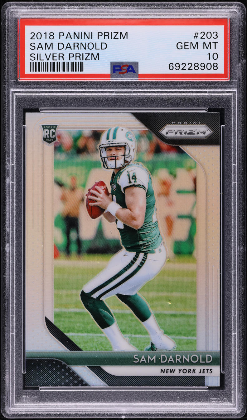 2018 Panini Prizm Silver Sam Darnold ROOKIE #203 PSA 10 GEM MINT