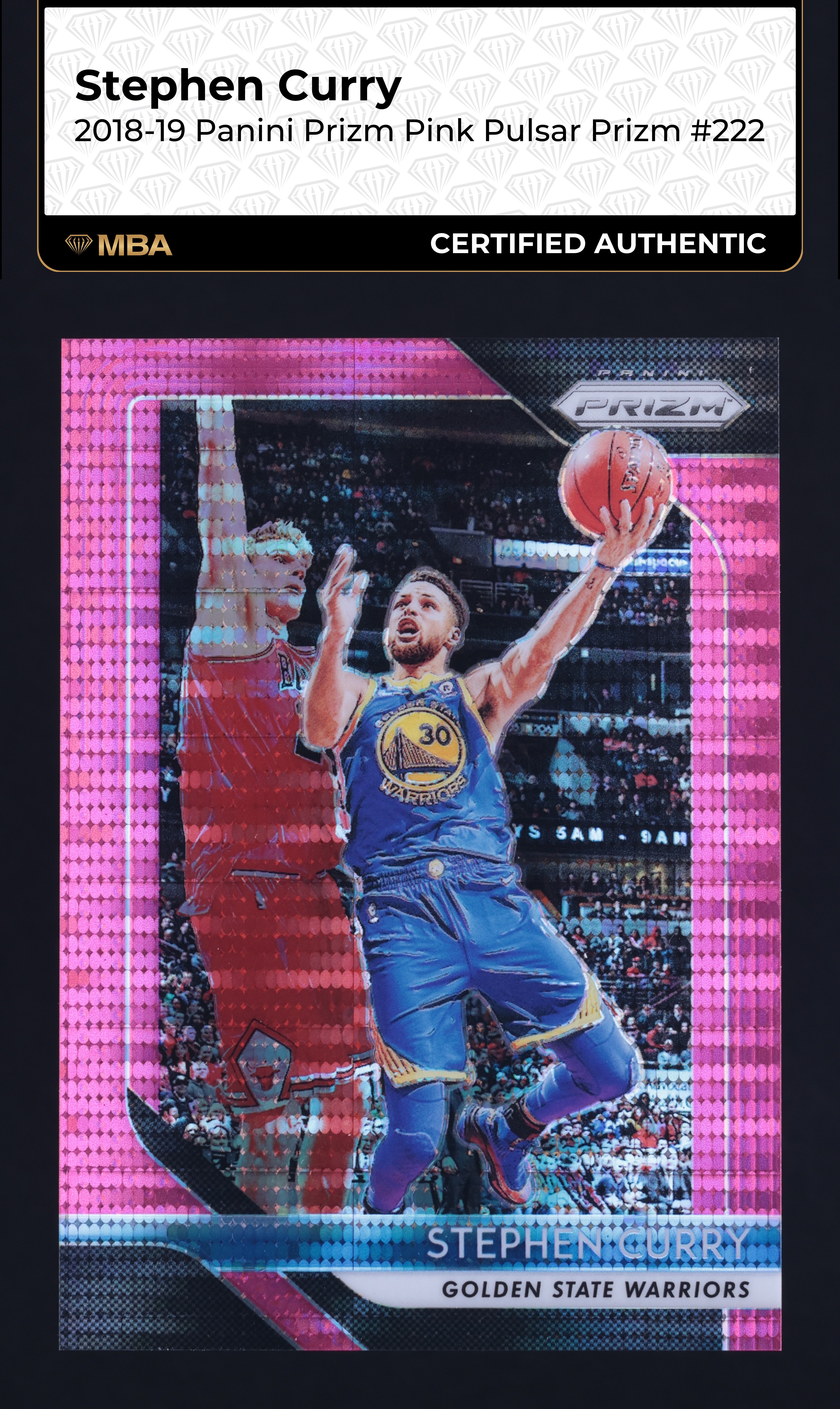 2018 Panini Prizm Pink Pulsar Stephen Curry /42 #222 MBA AUTH