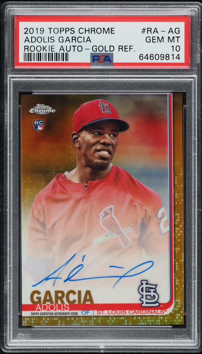 2019 Topps Chrome Gold Refractor Adolis Garcia ROOKIE AUTO /50 #RA-AG PSA 10 GEM