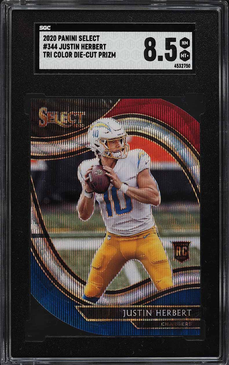 2020 Select Field Level Tri-Color Prizm Die-Cut Justin Herbert RC #344 SGC 8.5