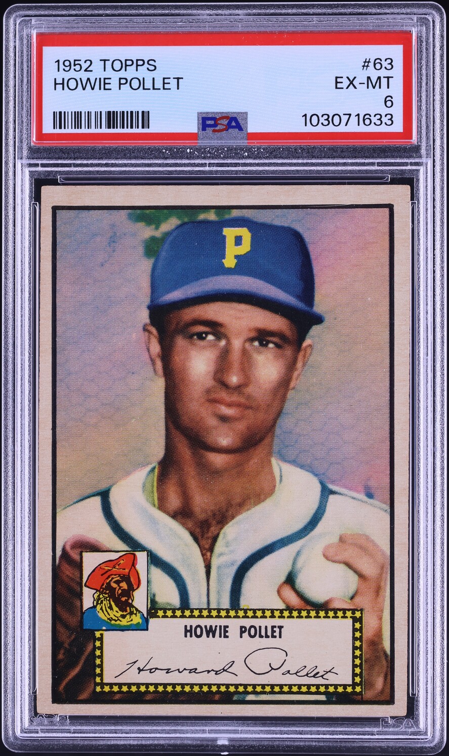 1952 Topps Howie Pollet #63 PSA 6 EXMT