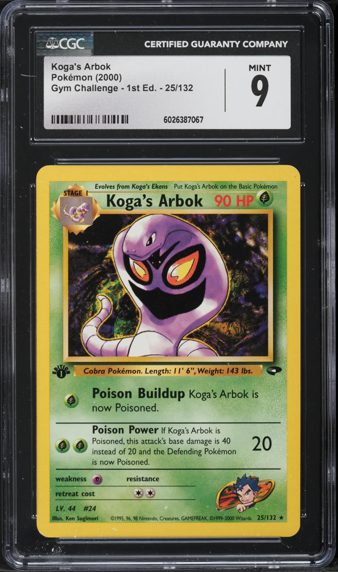 2000 Pokemon Gym Challenge 1st Edition Koga's Arbok #25 CGC 9 MINT